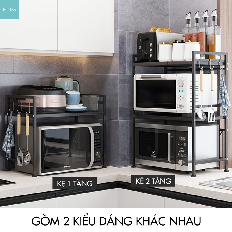 Kệ lò vi sóng lò nướng nhà bếp thay đổi kích thước 2 3 tầng thông minh đa năng MIMAX KVS-05