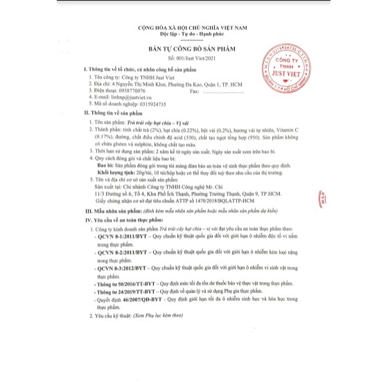 Trà Trái Cây Hạt Chia Just Viet  (Stick)- Vị Vải - 20g | BigBuy360 - bigbuy360.vn