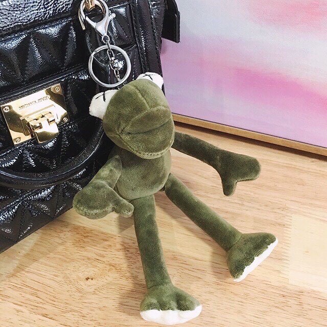 Móc khóa chú ếch chân dài phong cách Hàn Quốc xinh xắn bông đáng yêu