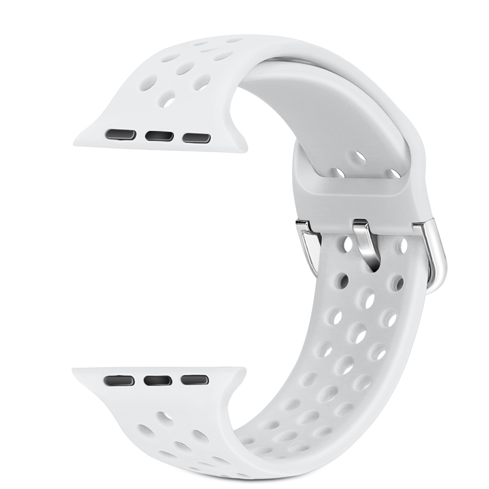 Dây Đeo Silicone Có Khóa Kim Loại Cho Đồng Hồ Thông Minh Apple Watch 41/40/38mm 45/44/42mm 7/SE/6/5/4/3/2/1