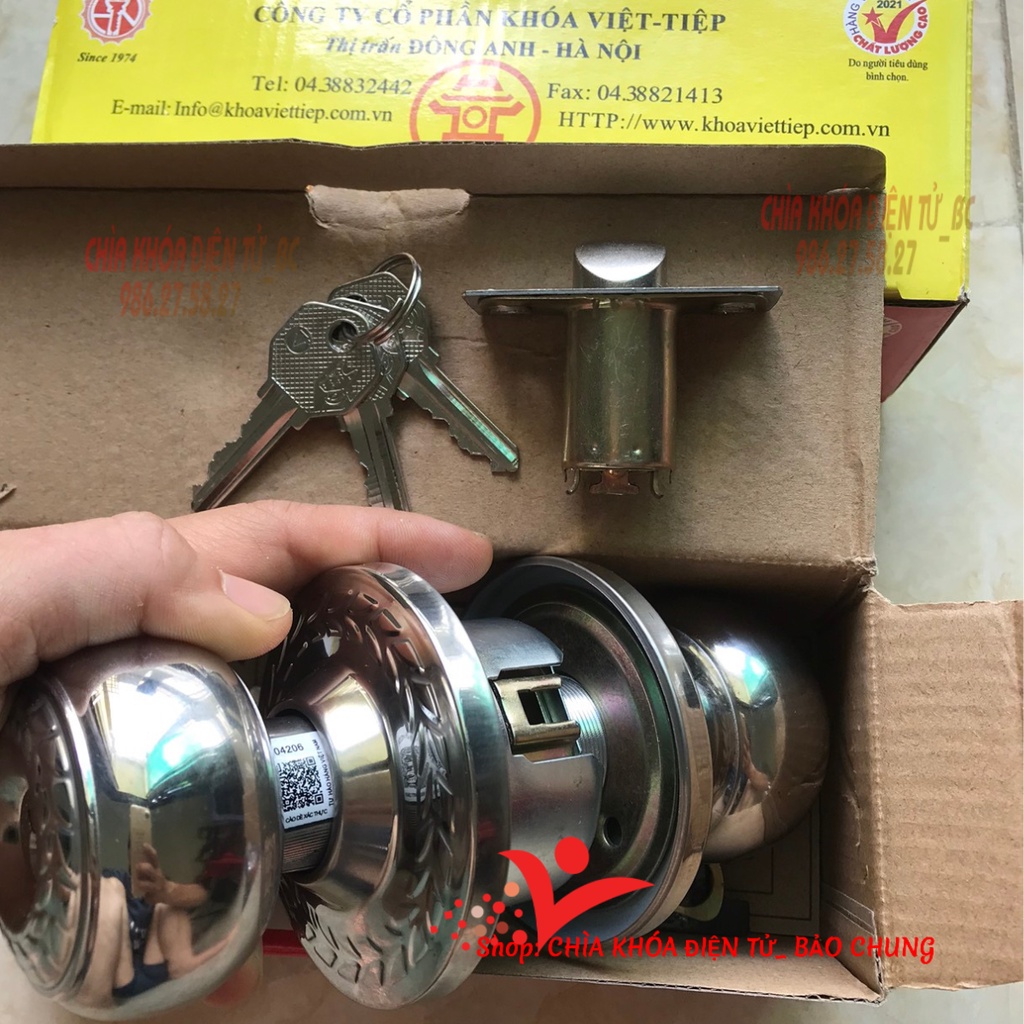 Ổ khóa tay nắm tròn Việt Tiệp lắp cho cửa gỗ, cửa nhôm kính, cửa nhựa...xả kho giá ưu đãi