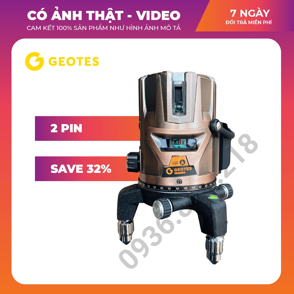 🔥 Máy cân bắng Laser - Máy bắn cốt Geotes Copper hàng nét 🔥 Có giấy CO CQ - Pin 6000mAh | Có kèm chân máy | BH 12 tháng