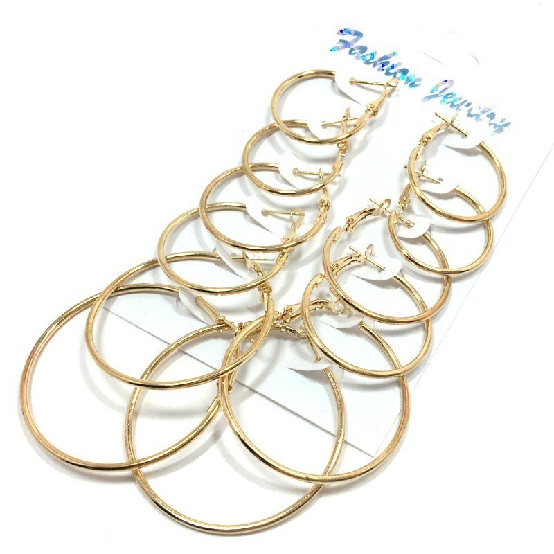 Bộ 5 cặp hoa tai nữa dạng vòng phong cách thời trang đầy độc đáo