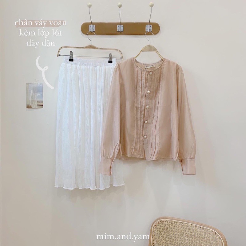 Moony Top 3 màu & Chân váy voan xếp ly
