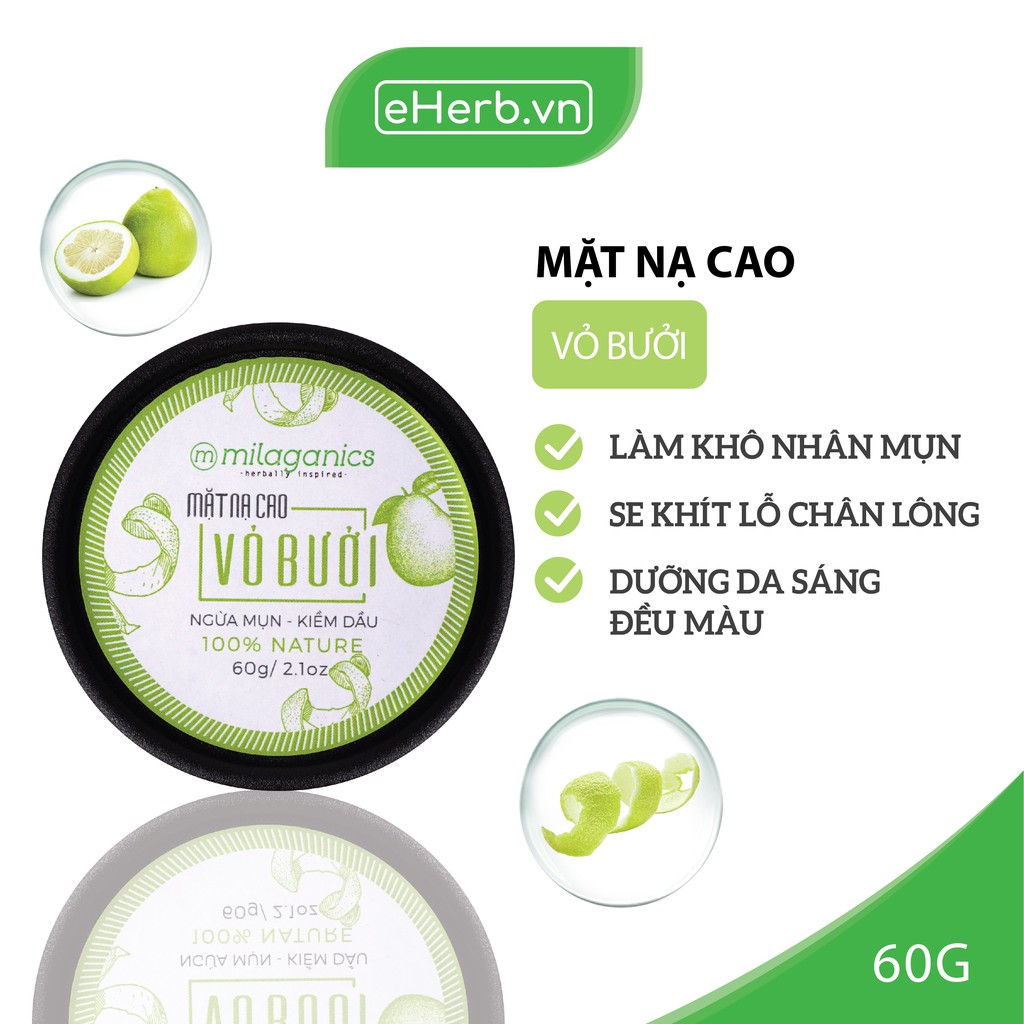 Mặt Nạ Cao Vỏ Bưởi  Dưỡng Da Sáng Đều Màu MILAGANICS 60g (Hũ)