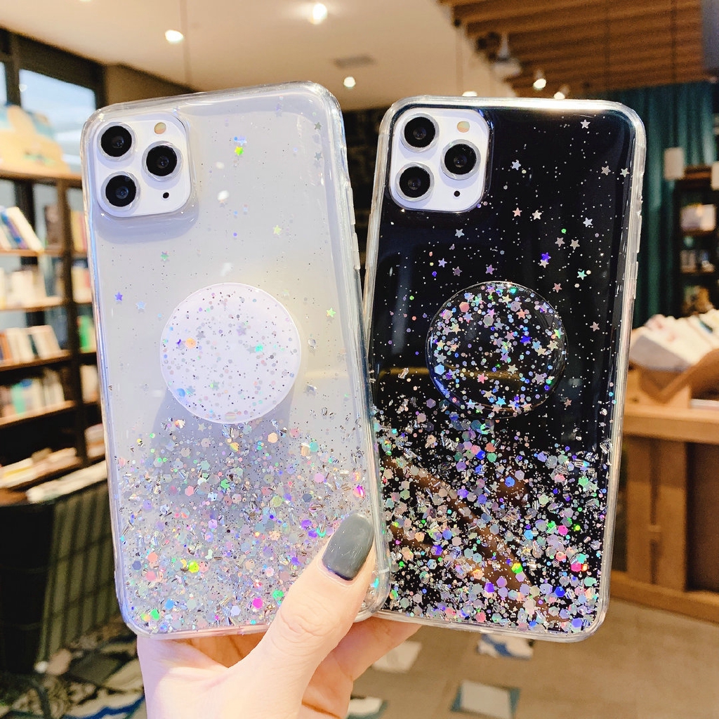 Casing Samsung J4 J6 J8 A7 A9 A6 Plus 2018 A10s A20s A10 A20 A30 A50 A70 A6+ J4+ J6+ Glitter Socket Hard Case Cover