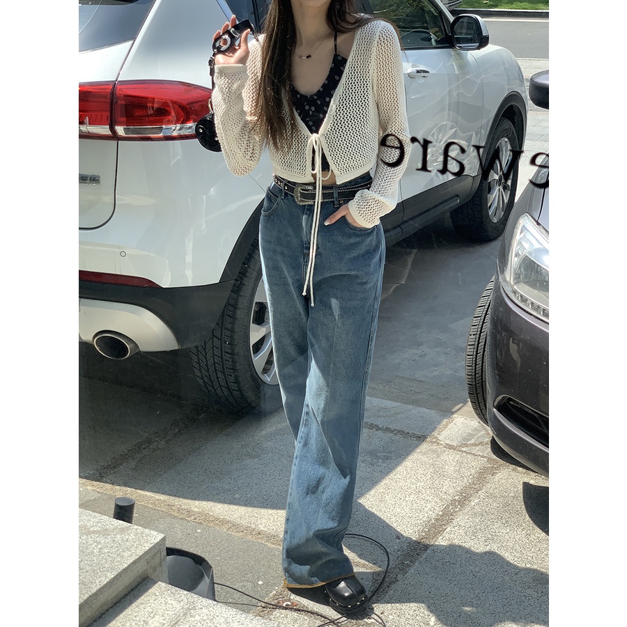 Porozi  Áo Cardigan Dệt Kim Tay Dài In Hoa Kiểu Hàn Quốc Thời Trang Mùa Hè Quyến Rũ Cho Nữ