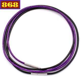 Combo 2 dây vòng cổ cao su đen - tím móc inox DCSEI1 - Dây dù bọc cao su