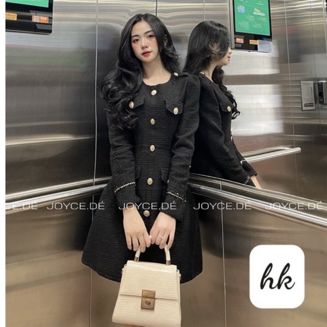 Váy Dạ tweed trắng cúc đồng, Chất đẹp - December Fashion | BigBuy360 - bigbuy360.vn