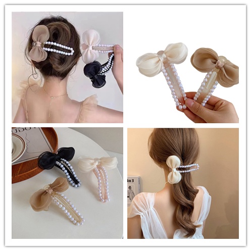 Kẹp Tóc Dạng Lưới Đính Ngọc Trai Màu Sắc Ngọt Ngào Xinh Xắn