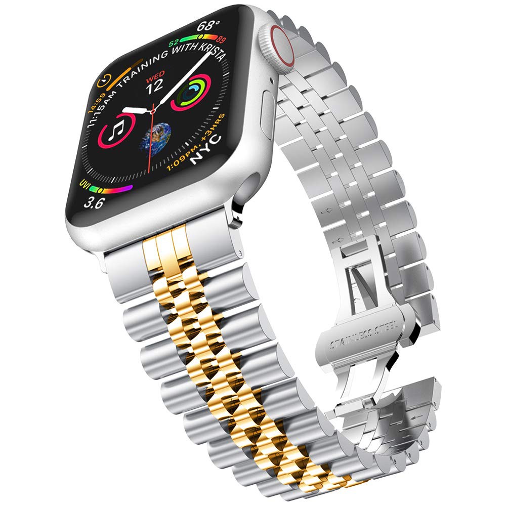 Dây đeo bằng thép không gỉ 41mm 45mm 38mm 40mm 42mm 44mm cho đồng hồ iWatch 7/SE/6/5/4/3/2/1