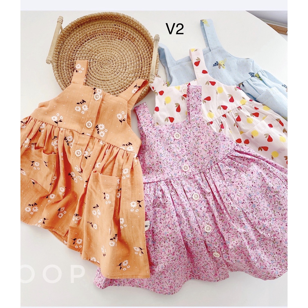XẢ KHO  Váy 2 dây vải thô cho bé gái V2