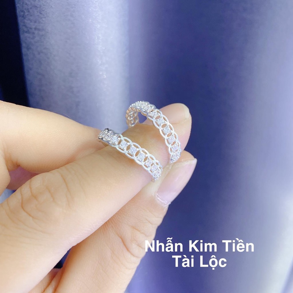 Nhẫn bạc kim tiền H.A.S đính đá Cz cao cấp nửa vòng - Nhẫn nữ thời tràng chuẩn bạc