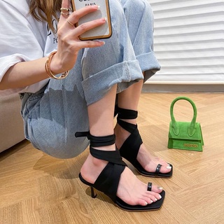 Guốc giày sandal cao gót xỏ ngón buộc dây 2022