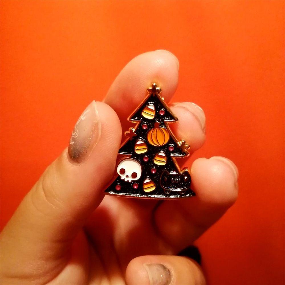 Ghim Cài Áo Hình Cây Thông Giáng Sinh Tráng Men Cứng Độc Đáo