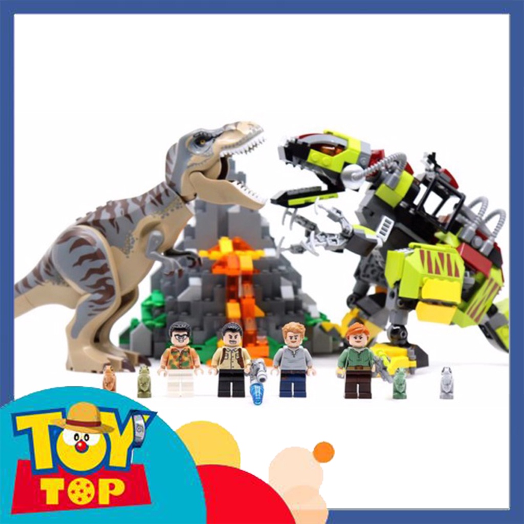 Đồ chơi lắp ráp ghép khủng long máy đại chiến bạo chúa T-Rex trong Jurassic Park xếp hình Leji 21337 mô phỏng 75938
