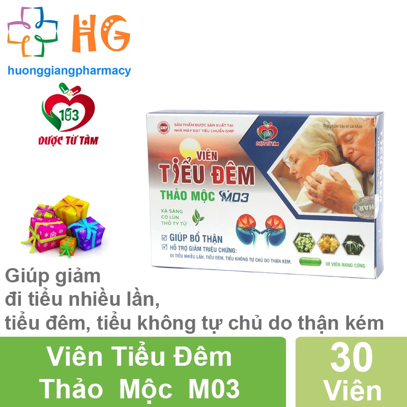 Viên Tiểu Đêm Thảo Mộc M03 đi tiểu nhiều lần trong ngày đái dắt bổ thận tráng dương tiểu rắt mắc tiểu liên tục Hộp 30 Vi