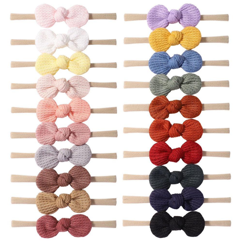 Băng đô KIDSBOWS nylon co giãn đính nơ nhỏ màu trơn 2.5inch dễ thương cho bé gái