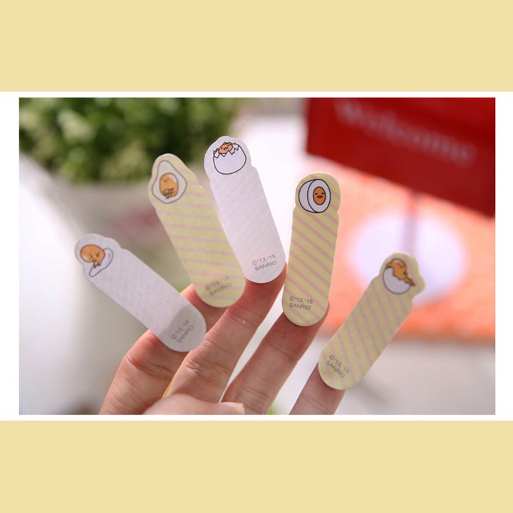 HCM - Vỉ bookmark giấy 5 tệp họat hình trứng ốp la Gudetama chặn sách kiêm ghi chú note