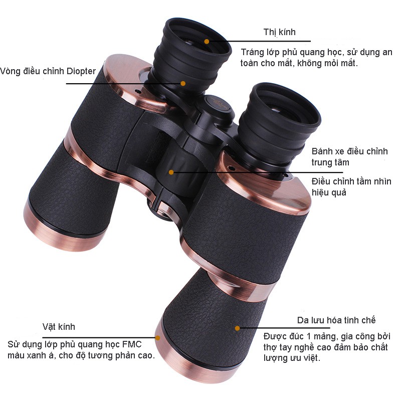 Ống nhòm quang học cao cấp Binoculars 20x50 nhìn ngày đêm cực nét, phù hợp cho dã ngoại ngắm cảnh, động vật