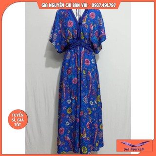 Vải Lanh (Tôn)-Vải may đồ-Vải may váy họa tiết xuất khẩu-Chất mềm mịn-Thấm hút mồ hôi tốt-màu xanh mát-cho mùa hè mát mẻ