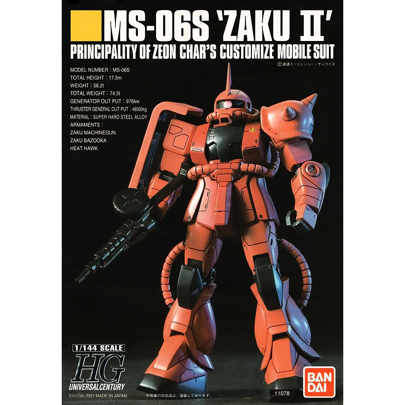 Mô Hình Gundam HG Zaku 2 MS-06S Bandai 1/144 HGUC UC Đồ Chơi Lắp Ráp Anime Nhật