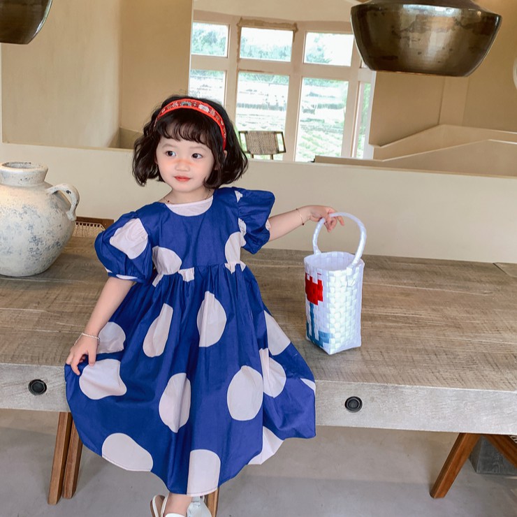 Đầm Công Chúa Cổ Tròn Cho Bé Gái