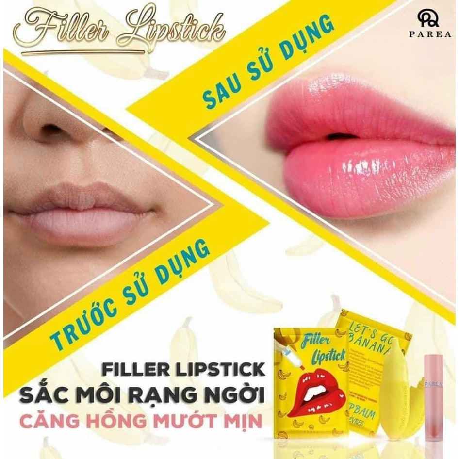 Son chuối Filler lipstick hồng môi, Son Filler Lipstick collagen banana