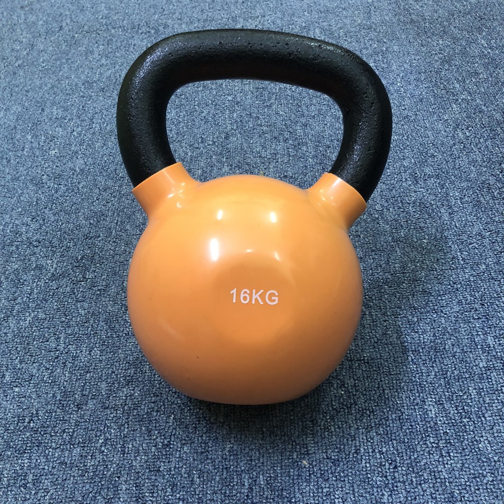 Tạ Bình Vôi,Tạ Ấm,Tạ Quai Xách Bọc Cao Su Cao Cấp Tập Gym 16 kg (KETTLEBELL) giao màu ngẫu nhiên