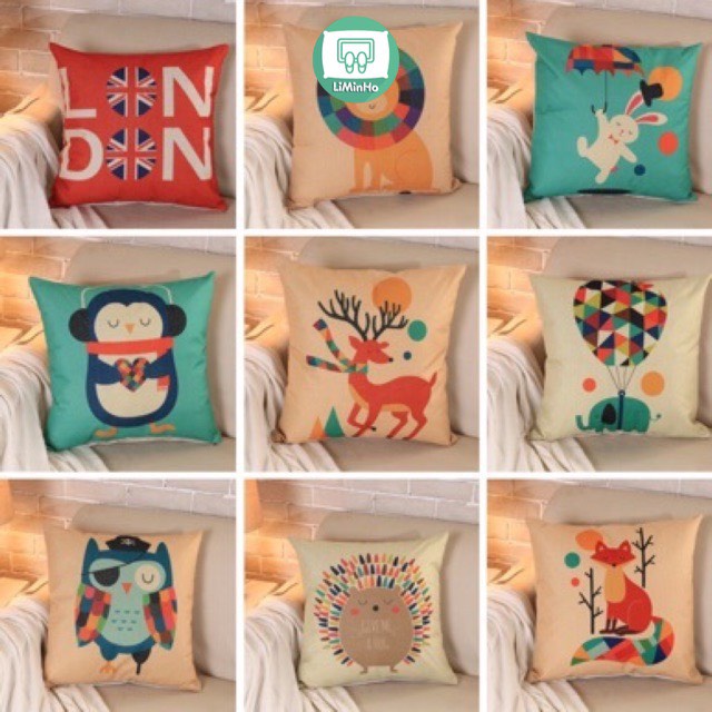 Vỏ gối vuông tựa vải gai size to 45*45 in sắc nét.30 mẫu có sẵn. Combo 3 vỏ 145k (chỉ còn 45k/vỏ)