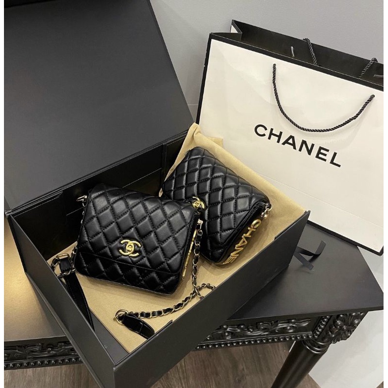 TÚI CHANEL LOGO NẸP SZ 18