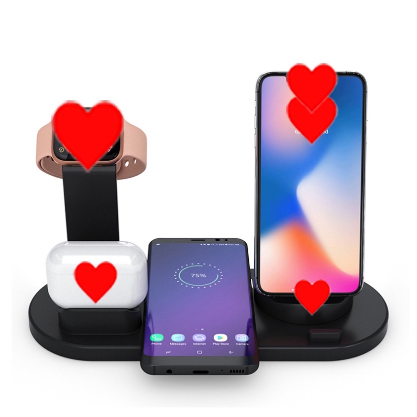 Đế Sạc Không Dây 6 Trong 1 15W Cho Điện Thoại Và Máy Tính Bảng