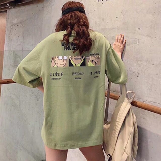 MS126 Áo thun nữ tay lỡ xanh mint in chữ unisex size m,l 45kg - 70kg DTL