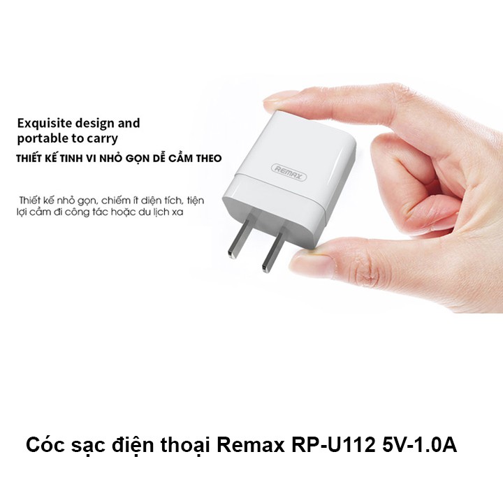 Cóc sạc điện thoại Remax RP-U112 5V-1.0A (Trắng)