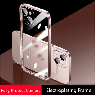 Ốp điện thoại mềm nhám trong suốt viền mạ chống sốc bảo vệ toàn diện cho iPhone 13 11 12 mini Pro Max