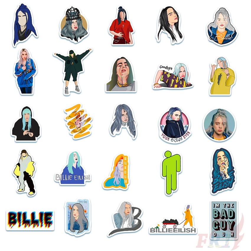 ❉ Billie Eilish Series 01 - Pop Singer Superstar Stickers ❉ 50Pcs/Set DIY Fashion Mixed Doodle Decals Stickers