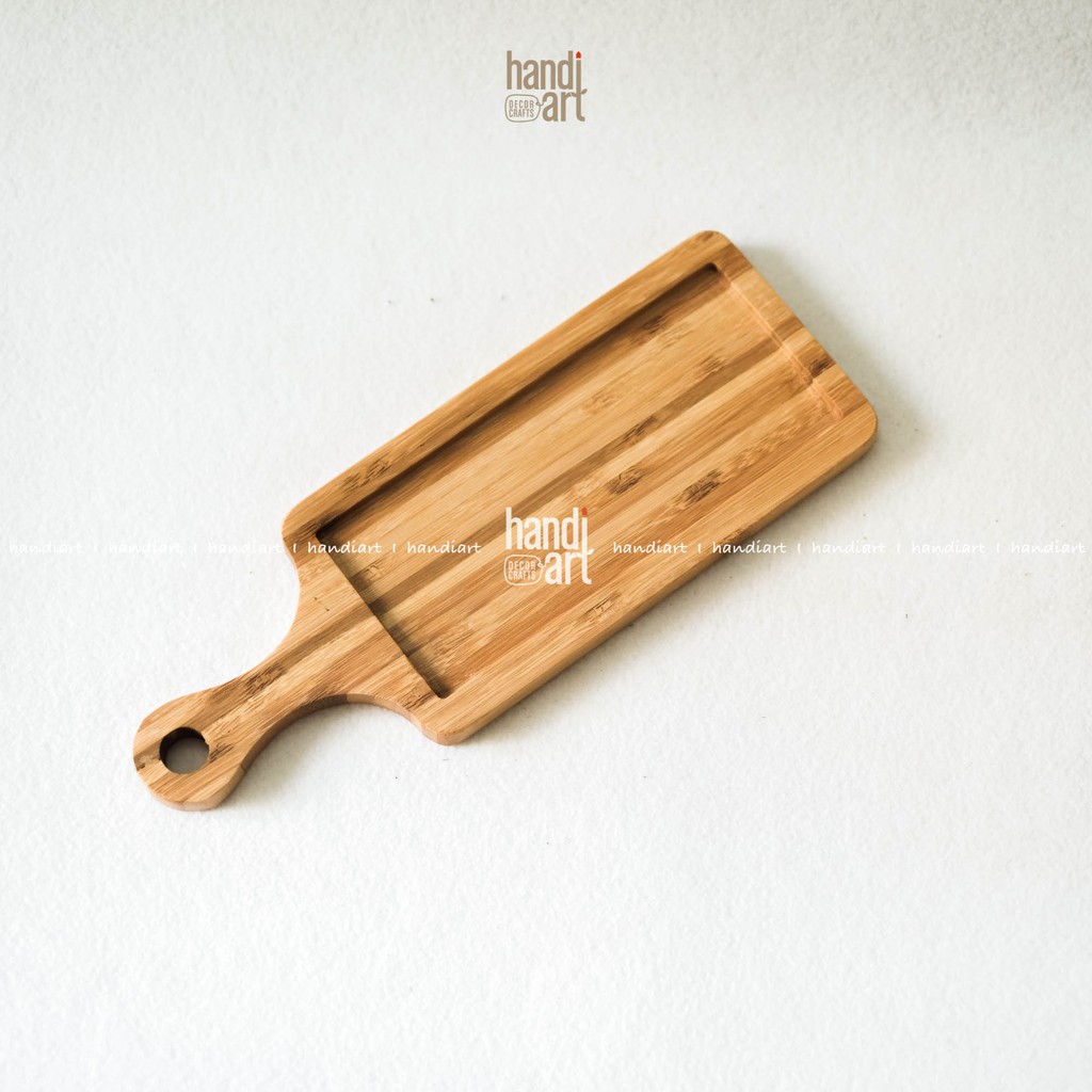 Khay gỗ tre chữ nhật tay cầm - Khay gỗ tre tự nhiên - Bamboo wood tray