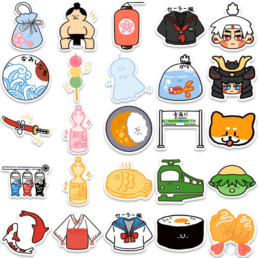 ❉ Japanese Customs &amp; Culture Art Series 02 Q Mascot Stickers ❉ 50Pcs/Set Waterproof DIY Fashion Decals Doodle Stickers