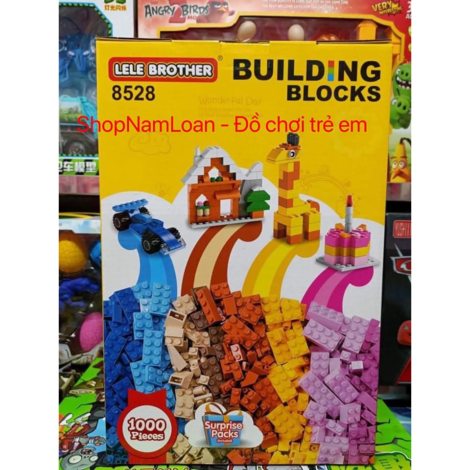 LELE BROTHER 8528 BUILDING BLOCKS - Hàng chính hãng Đồ Chơi Phát Triển Trí Tuệ 1000 mảnh- lắp ráp nhà, xe ô tô, động vật