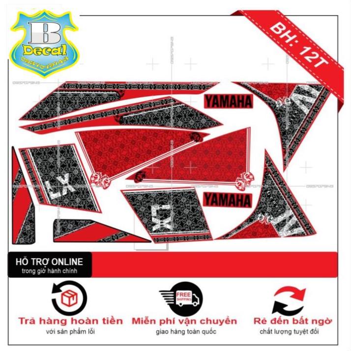 ( Quí khách vui lòng mang ra tiệm cho thợ dán ) Tem NOUVO 4,LX HOA VĂN ĐỎ ĐEN [Bi Decal]