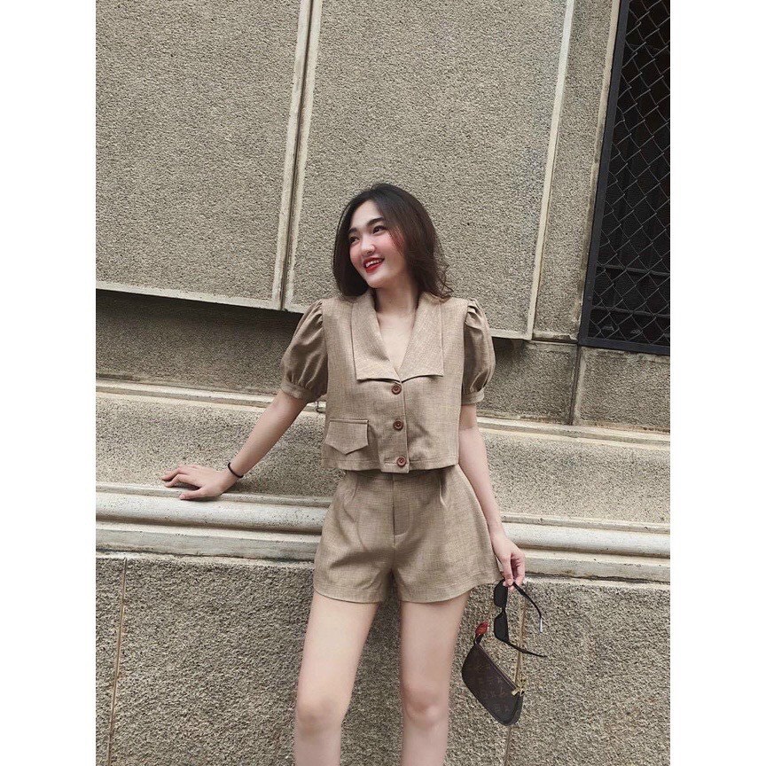 sét bộ vest đùi áo kiểu 1 túi