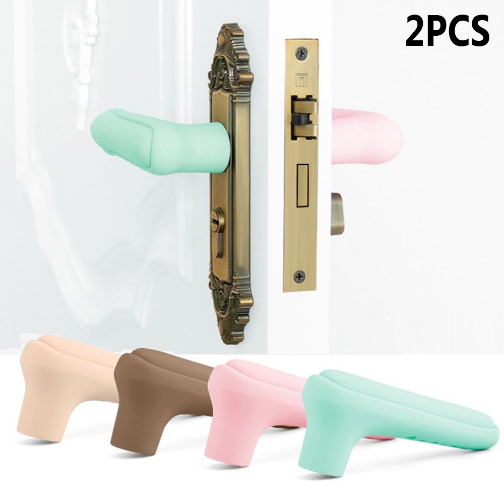 Set 2 vỏ bọc tay nắm cửa bằng silicon chống va chạm bảo vệ an toàn cho bé