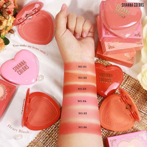 Phấn Má Hồng Lì Không Nhũ Sivanna Colors Tông Cam Hồng Đào So Chic Blush HF6025 No.04