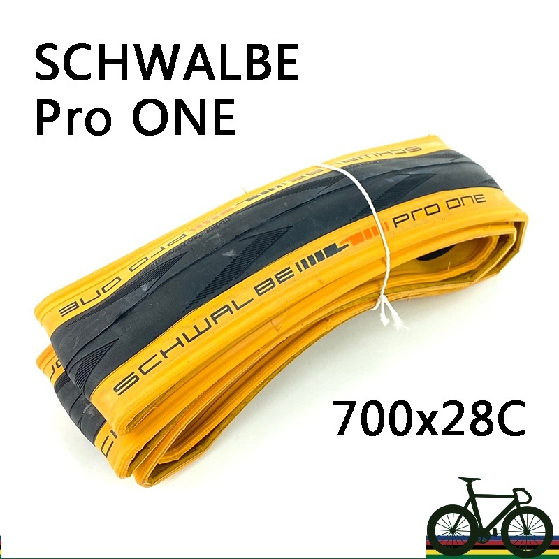 1 cái Vỏ/lốp xe đạp đua hiệu Schwalbe Pro One loại Tubless viền vàng size 700c (1pc)