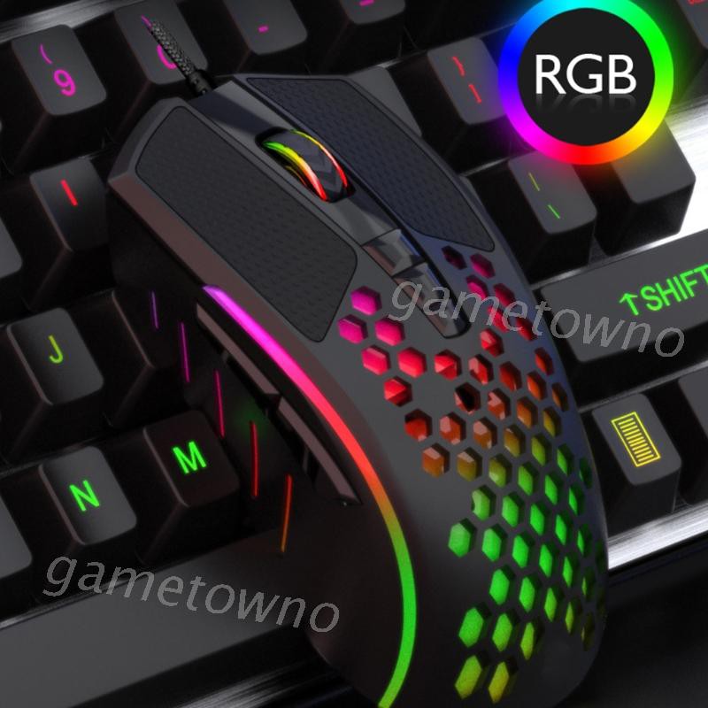 Chuột Chơi Game Có Dây 8 Nút Vỏ Tổ Ong Màu Rgb