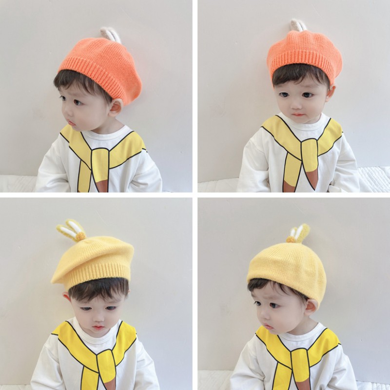 Mũ nồi dệt kim màu sắc đơn giản xinh xắn cho bé