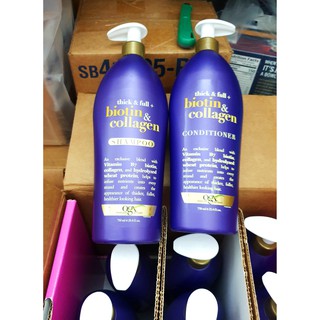 Dầu gội dầu xả OGX Thick and Full Biotin and Collagen shampoo Conditioner chai 750 ml từ Mỹ có vòi