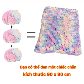 Len chunky, len sợi to đan móc chăn, thảm
