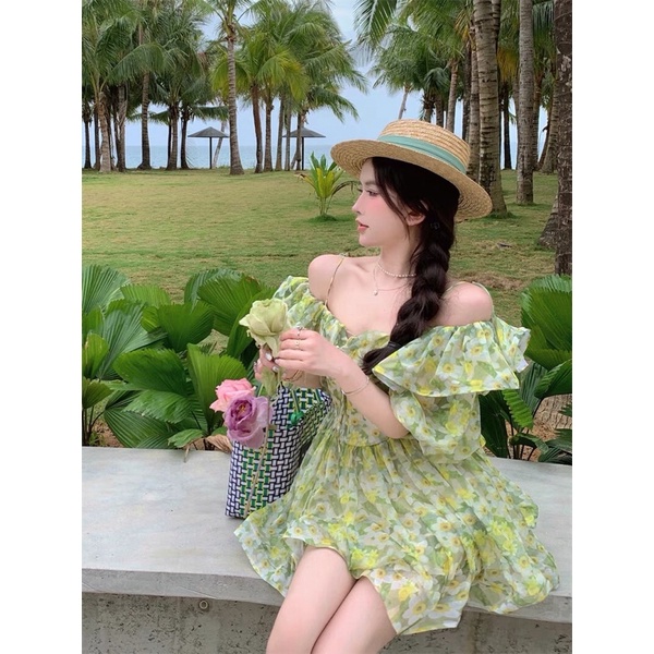 ✨💕Đầm xoè tay phồng bẹt vai Xoài non mặt đây ạ