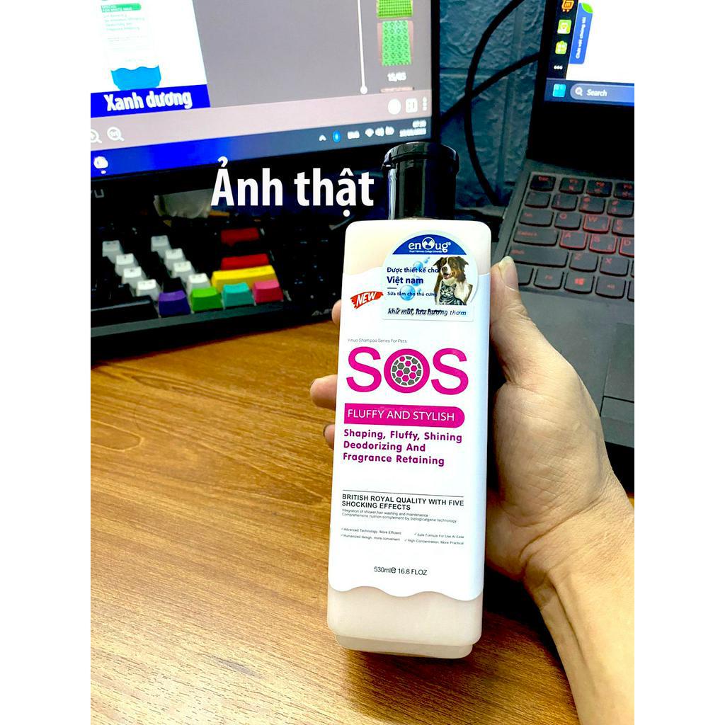 SOS Hồng- Sữa Tắm SOS cho chó mèo 530ml loại dưỡng lông